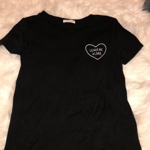 black “leave me alone tee”
